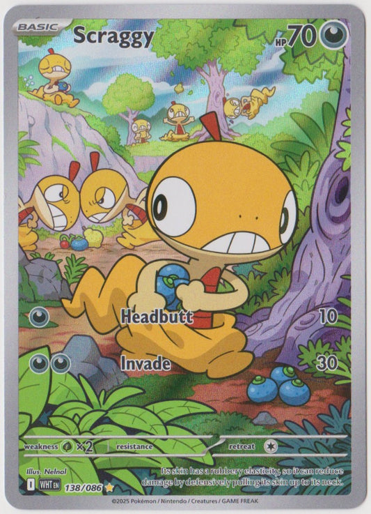 Scraggy 138/086 Illustration Rare - White Flare